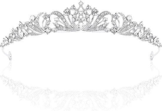 Corona con Strass in Argento per Signore e Ragazze - Tiara Elegante per Matrimonio e Festa