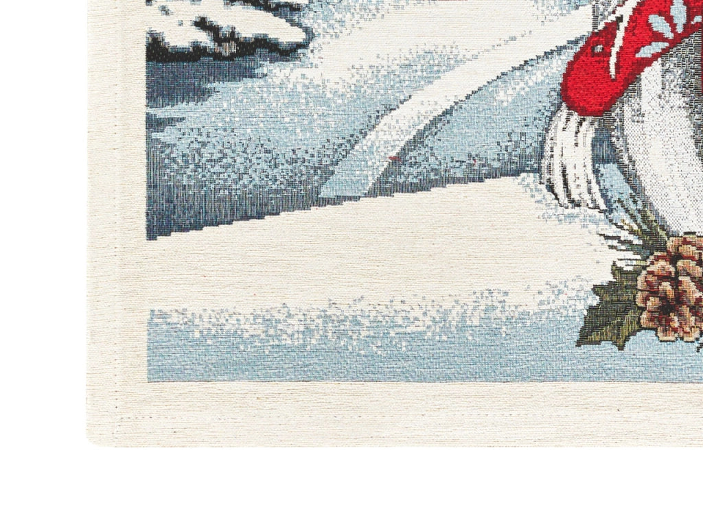 Tovaglia Centrotavola Centrino Tavolo Fantasie Natalizie Cinigliato Piazzato Made Italy - 90x90 - Pupazzo Di Neve