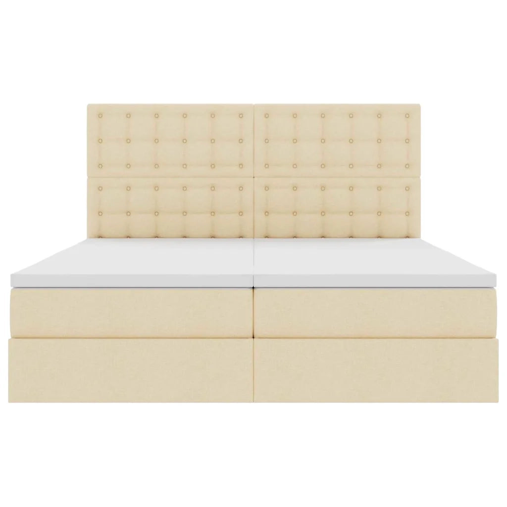 Letto con Contenitore con testiera Crema 200 x 200 cm Tessuto