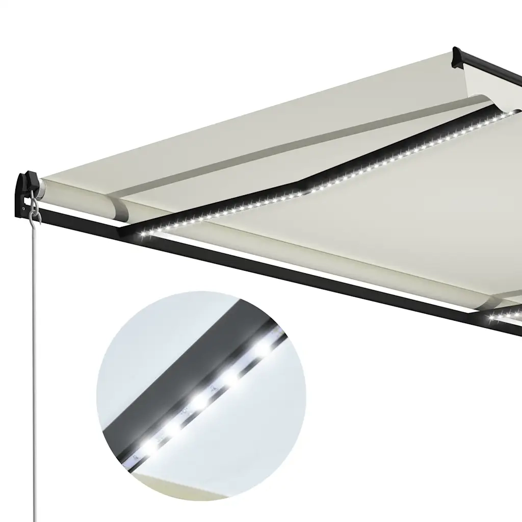 Tenda da Sole Retrattile Manuale con LED 300x250 cm Crema cod mxl 60120
