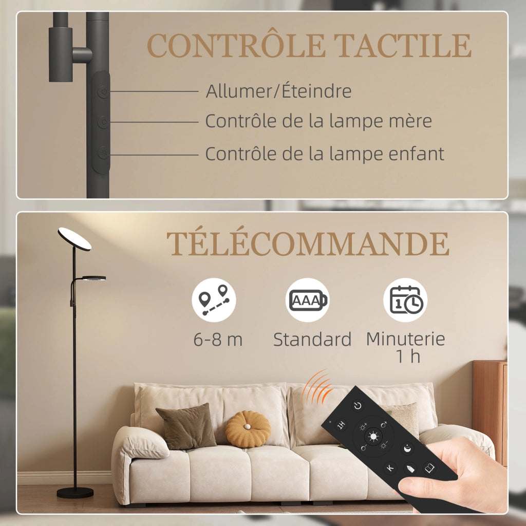 Lampada da terra LED dimmerabile 42W 2700K-6500K ¨C zephmum ¨C 4 colori, telecomando, touch