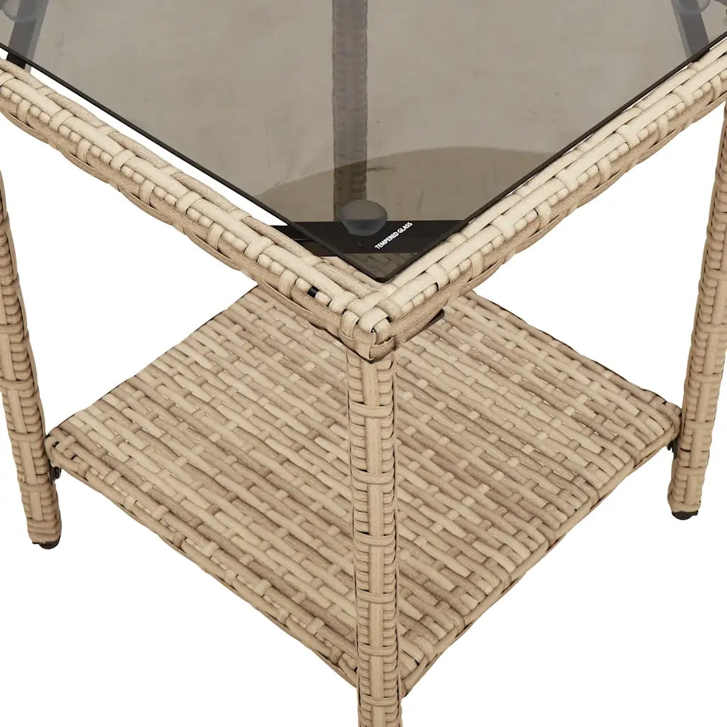Divano da Giardino con Tavolo e Cuscini a L Beige in Polyrattan 4103875