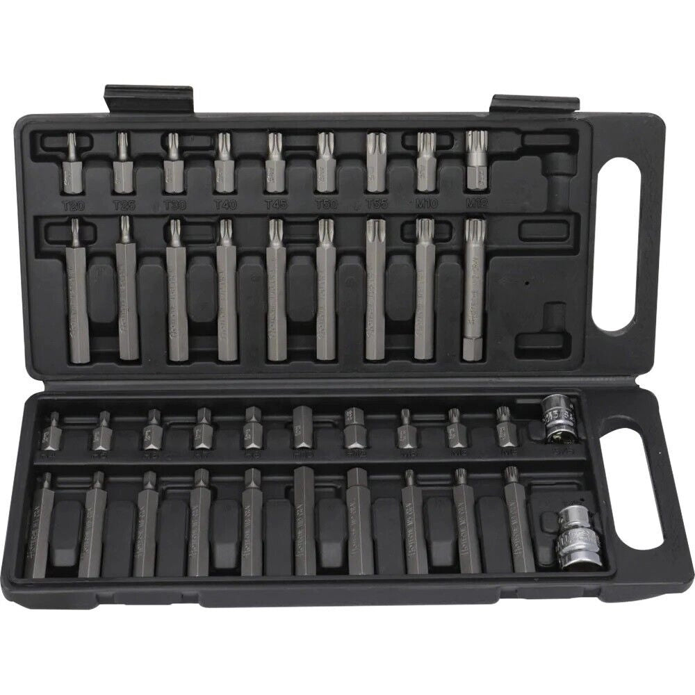 KIT SET INSERTI CHIAVI 40 PZ BUSSOLE CHIAVI TORX HEX 1/2" 3/8" PROFESSIONALE