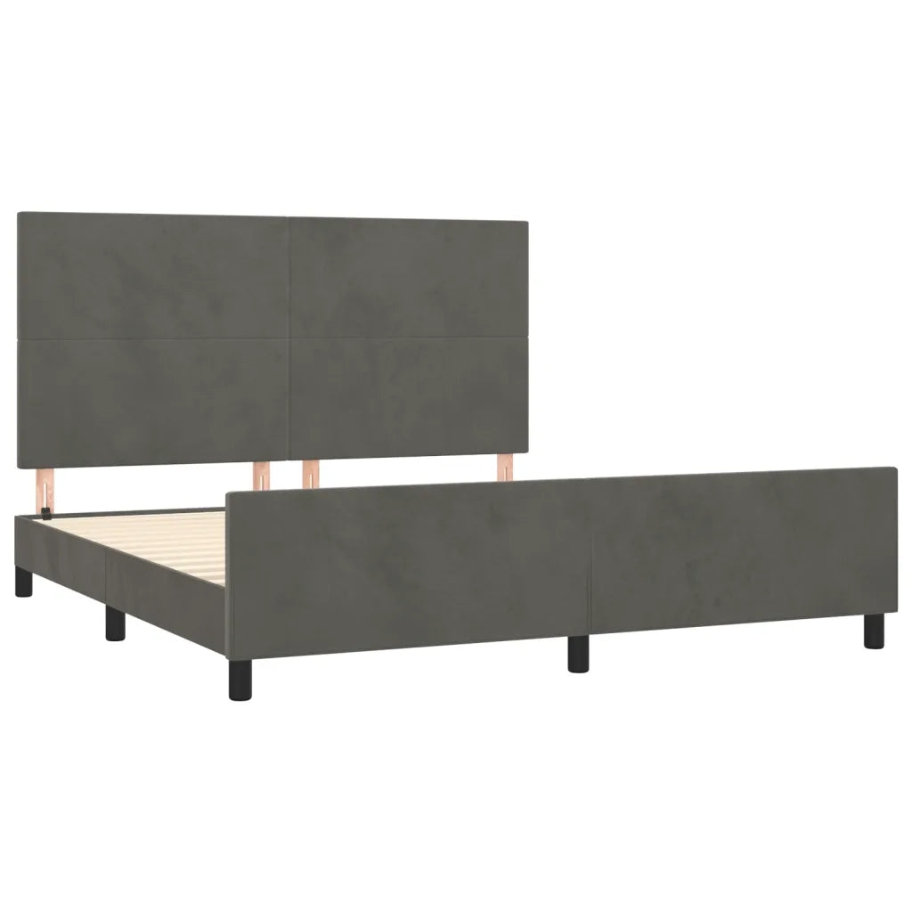 Giroletto con Testiera Grigio Scuro 180x200 cm in Velluto 3125648