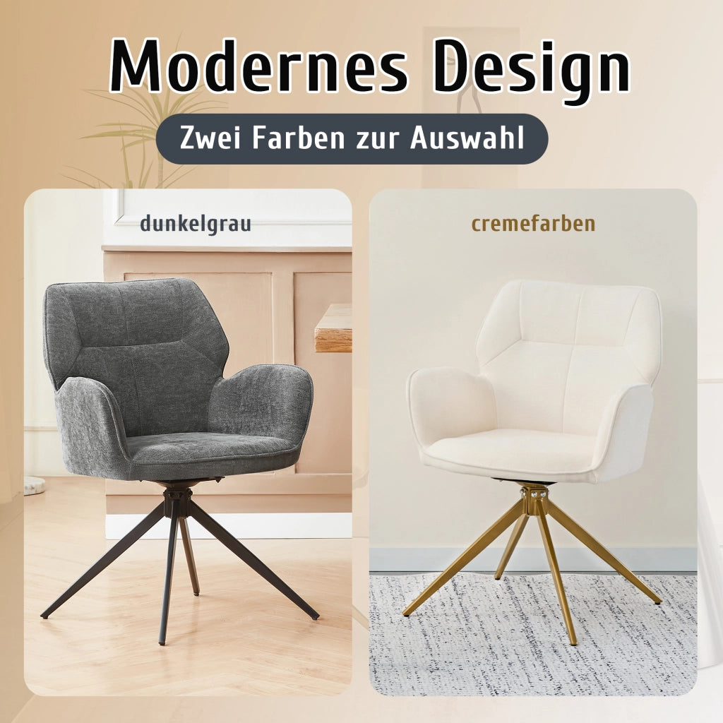SEDIA Girevole Set da 2 pezzi 60 x 56 x 59 cm Chenille Grigio Scuro