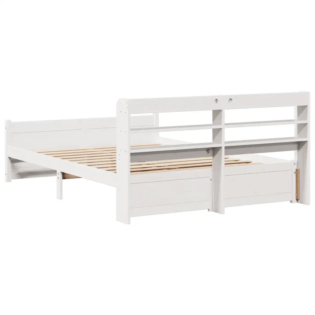 vidaXL Giroletto con Testiera Bianco 135x190 cm Legno Massello di Pino