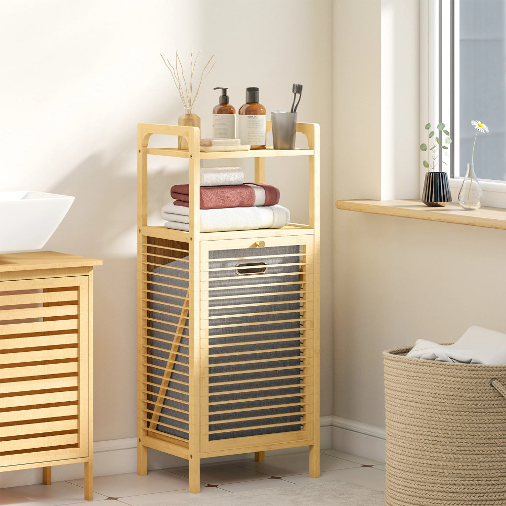 Mobile da bagno in bamb¨´ ¨C zephmum ¨C 40x30x95cm effetto legno naturale
