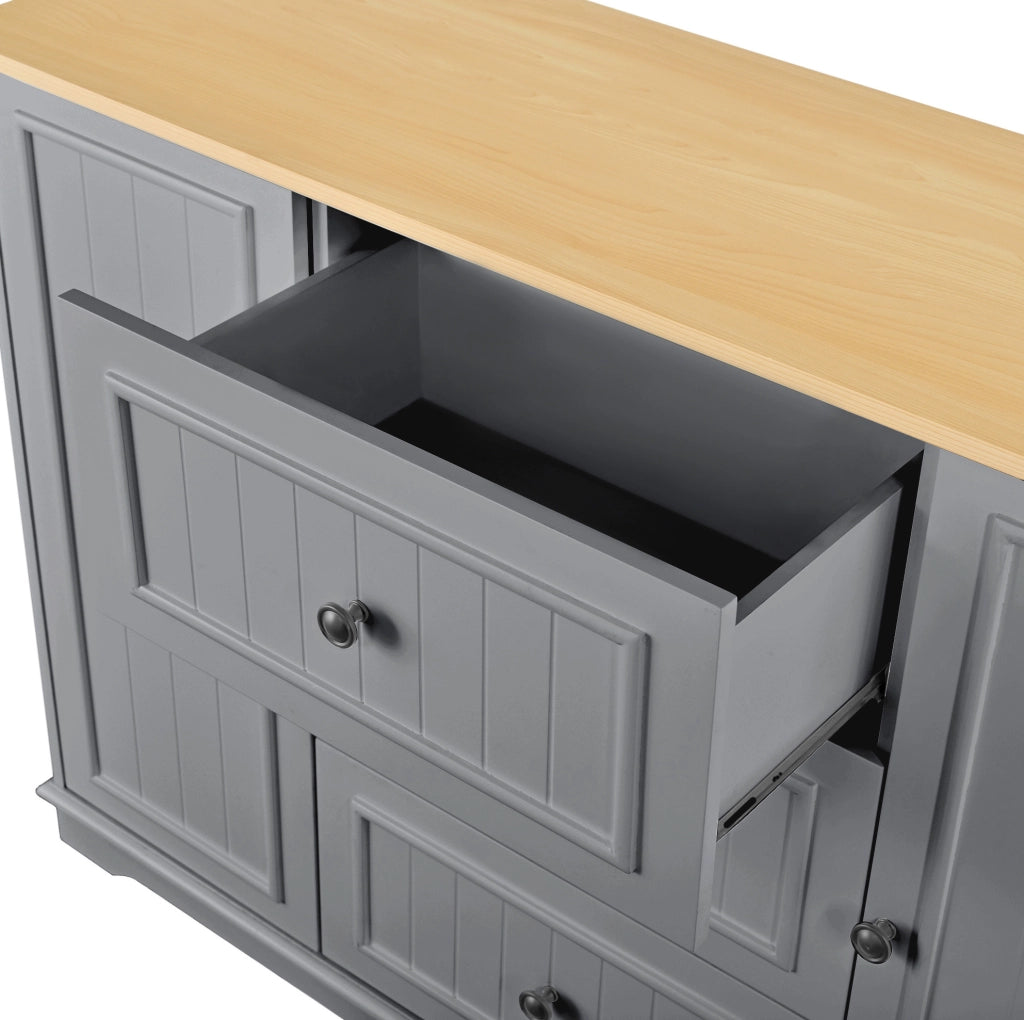 Credenza 126x40x86 cm con 3 cassetti e ante; MDF grigio