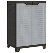 Mobile contenitore compatto 65 x 45 x 97 cm con 2 ante e 3 ripiani ufficio/garage plastica grigia 02_0046949