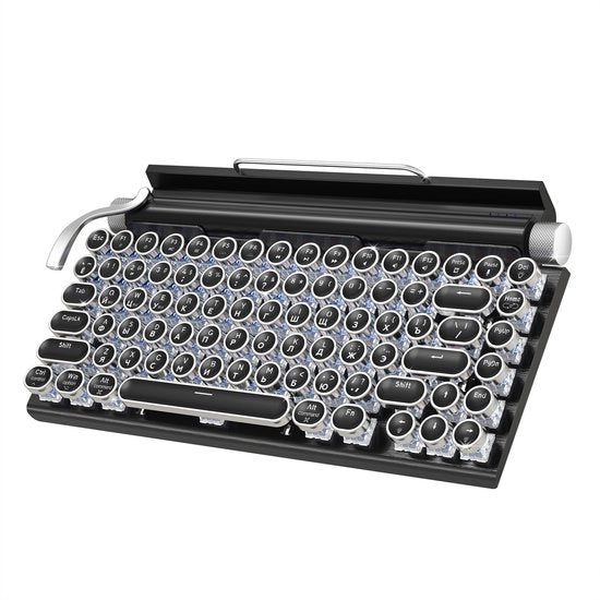 Tastiera Bluetooth Dual-Modalità con Schermi Blu Retro Punk, Schermi di Avvio Personalizzabili con Schermi Blu (Nero)