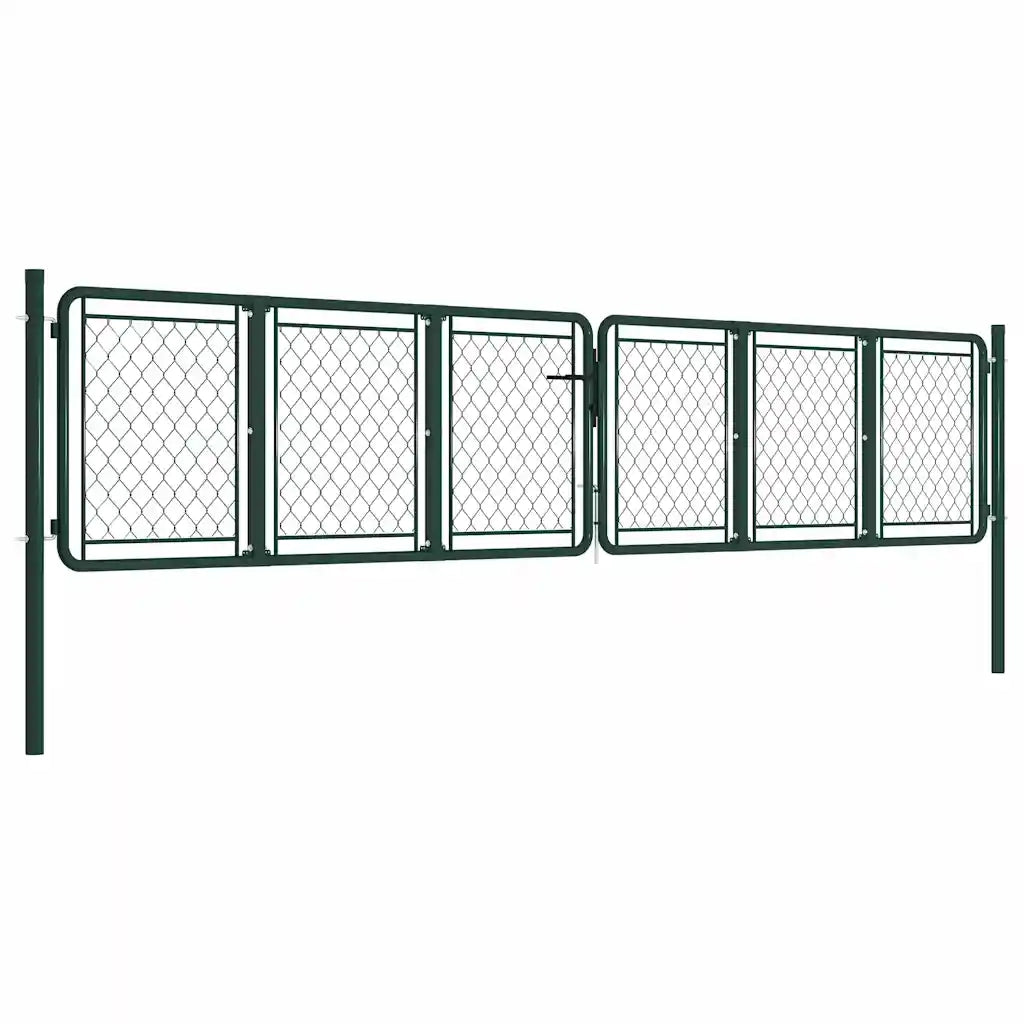 Cancello da Giardino in Acciaio 400x75 cm Verde 144414