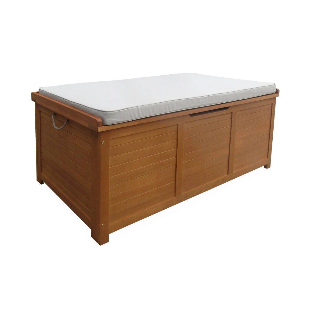 Cassapanca da giardino in legno 200l con martinetti, marrone naturale