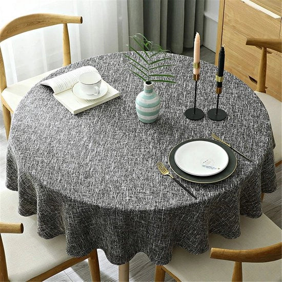 Tavolo da pranzo, tovaglia decorativa liscia, tovaglia in cotone per cucina, sala da pranzo, decorazione da tavolo domestica, grigio scuro, rotonda - 140 cm