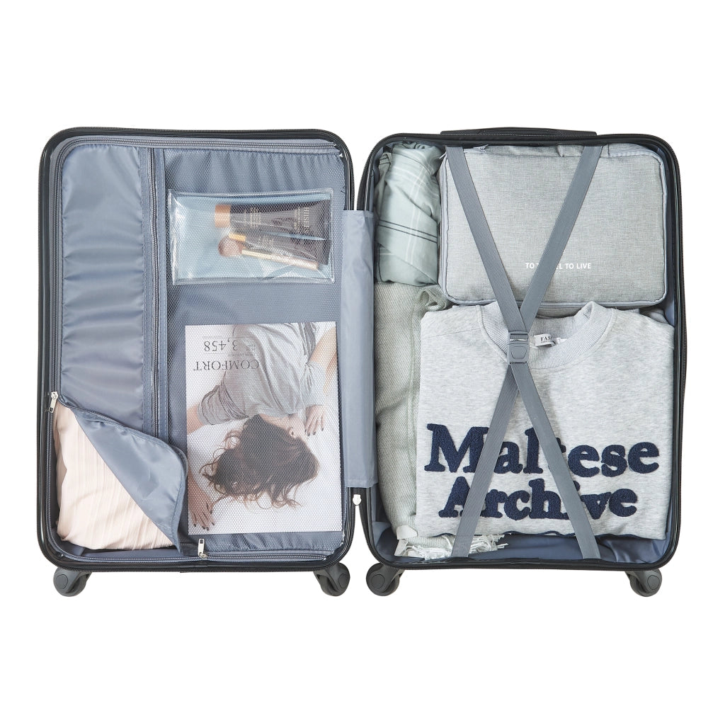 Set Trolley Pona di 3 Valigie Rigide in Misure S/M/L - Grigio Chiaro pro.tec