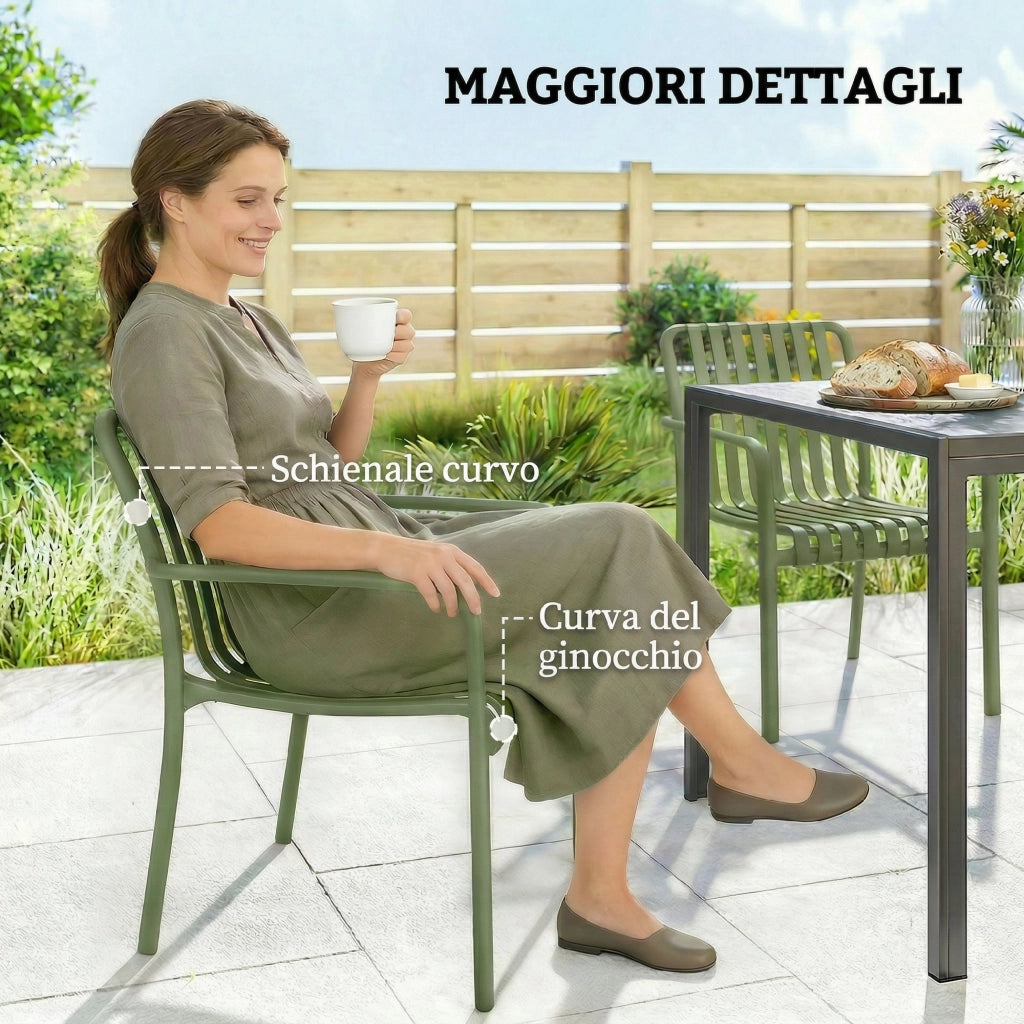Sedia da Pranzo da Giardino Impilabile con Braccioli ¨C zephmum ¨C Grigio