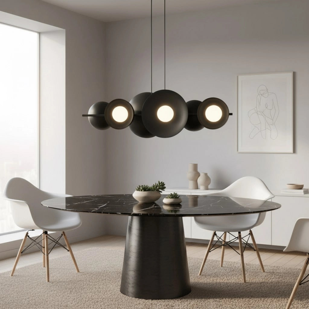 Lampada a sospensione Volum in acciaio nero opaco