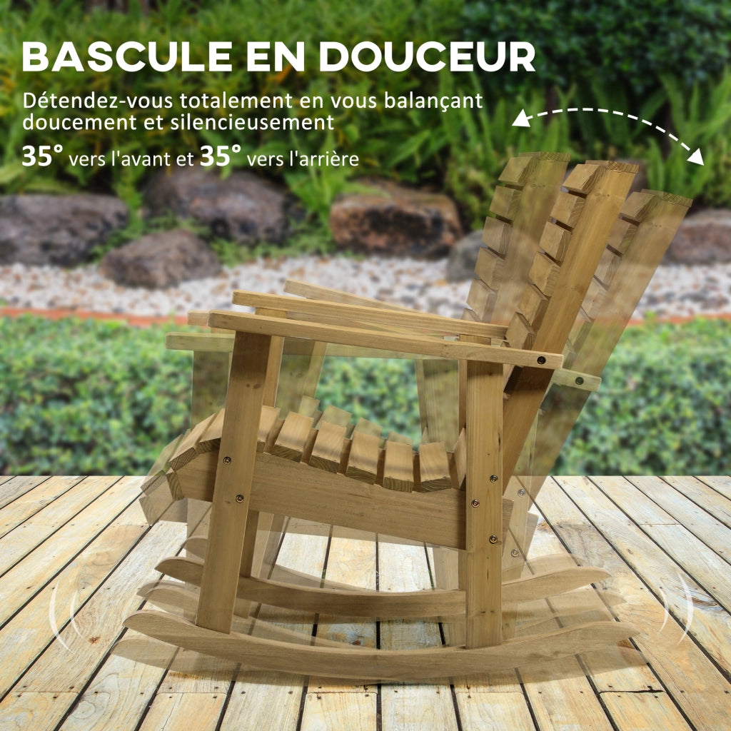 Poltrona dondolo da giardino in legno massello ¨C zephmum ¨C 64x86x85 cm marrone