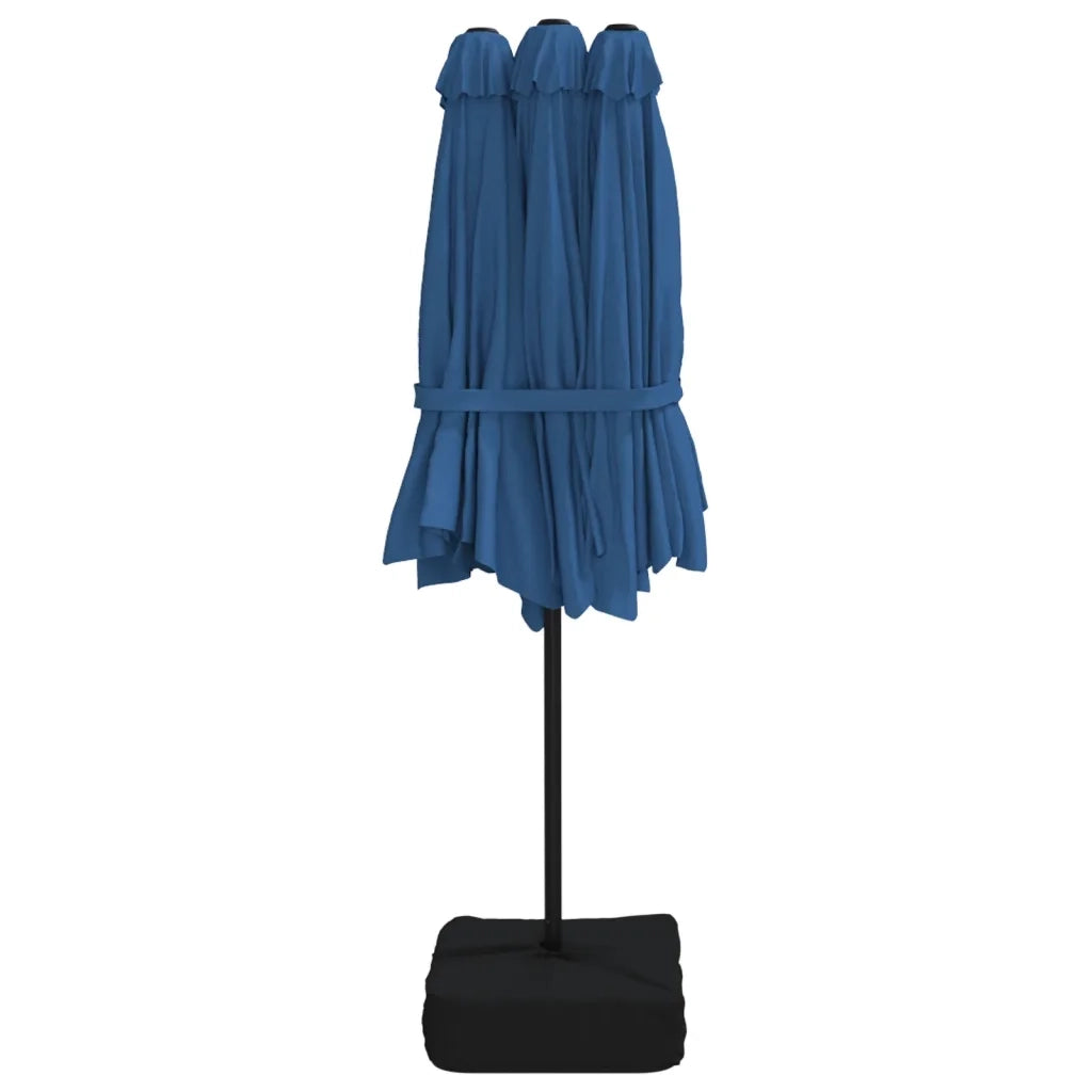 Ombrellone a Doppia Testa-Ombrello da giardino Azzurro 449x265 cm
