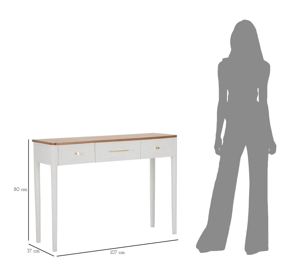 Console Fissa Matera 107x80x37 cm in Legno MDF e Ferro Bianco/Marrone