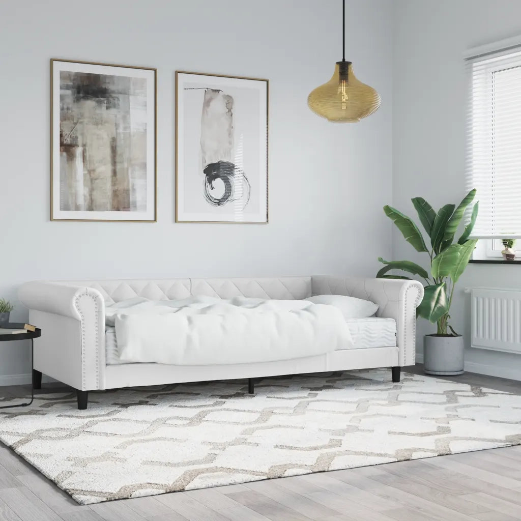 Divano Letto con Materasso Bianco 90x200 cm in Similpelle
