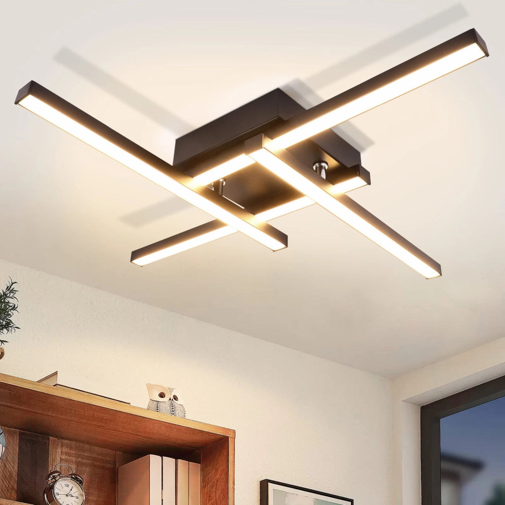 ZMH Lampada da soffitto LED soggiorno nero 24W moderna 3000k Lampada da soffitto cucina sala da pranzo