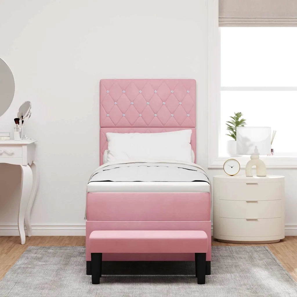 Letto a molle con testiera Rosa 200 x 80 cm Velluto 3344413