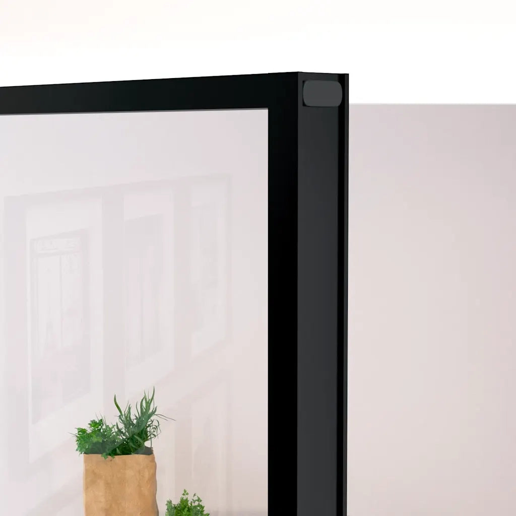 Porta Interna Nera 102x201,5 Vetro Temperato Alluminio Sottile 153661