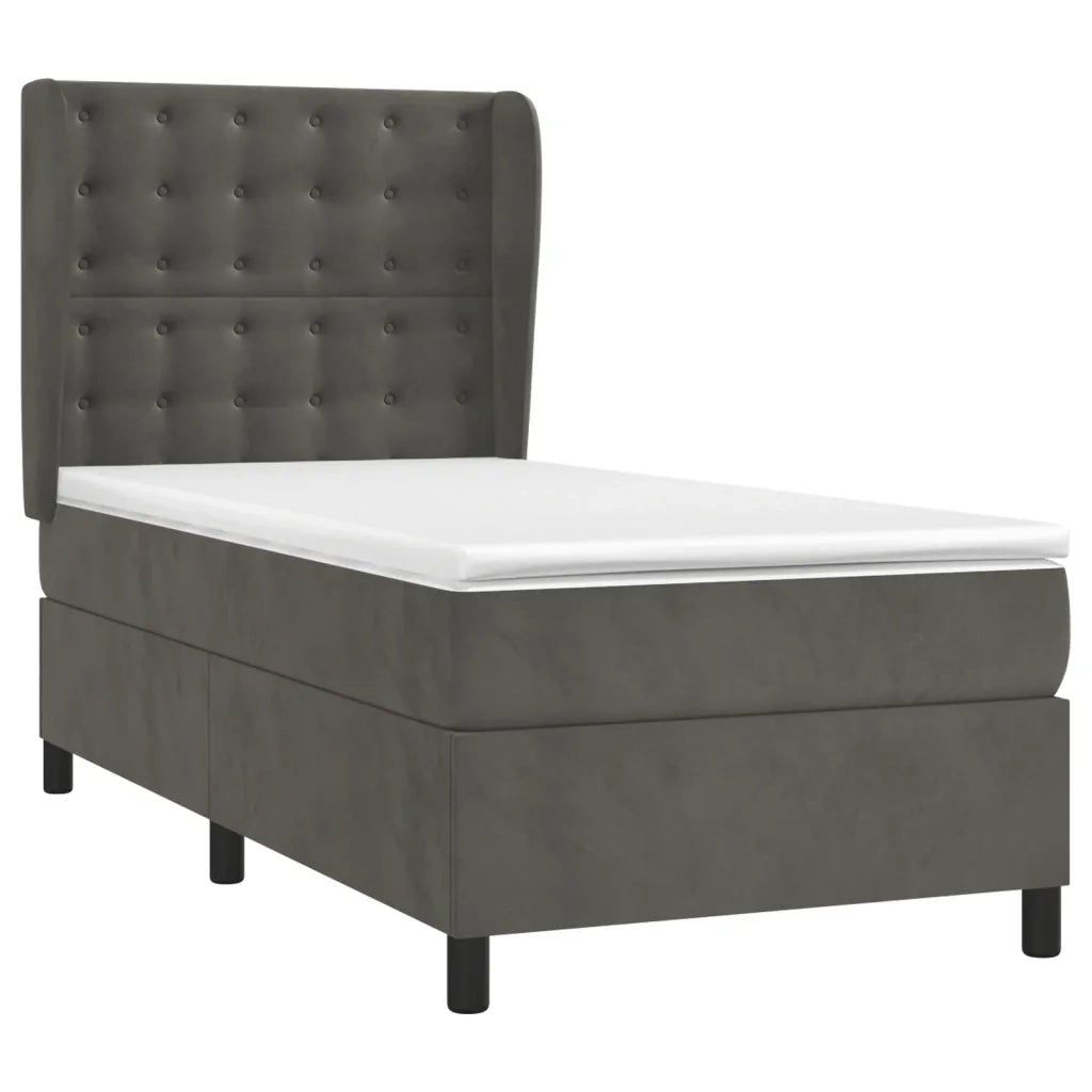 Giroletto a Molle con Materasso Grigio Scuro 80x200 cm Velluto 3129418