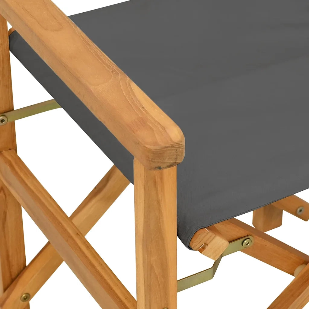 vidaXL Sedie da Regista Pieghevoli 2 pz Grigio Legno Massello di Teak