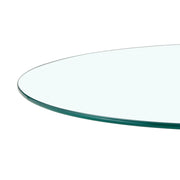 Tavolino basso rotondo con piano in vetro temperato e base in metallo, stile moderno, argento, 70 × 45 cm