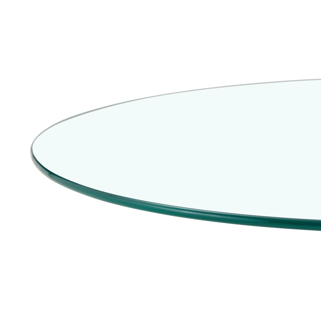 Tavolino basso rotondo con piano in vetro temperato e base in metallo, stile moderno, argento, 70 × 45 cm