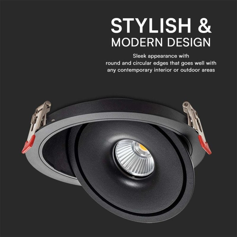 Faretto LED COB da Incasso Rotondo 12W 120*43mm Colore Nero 3in1 SKU-10578