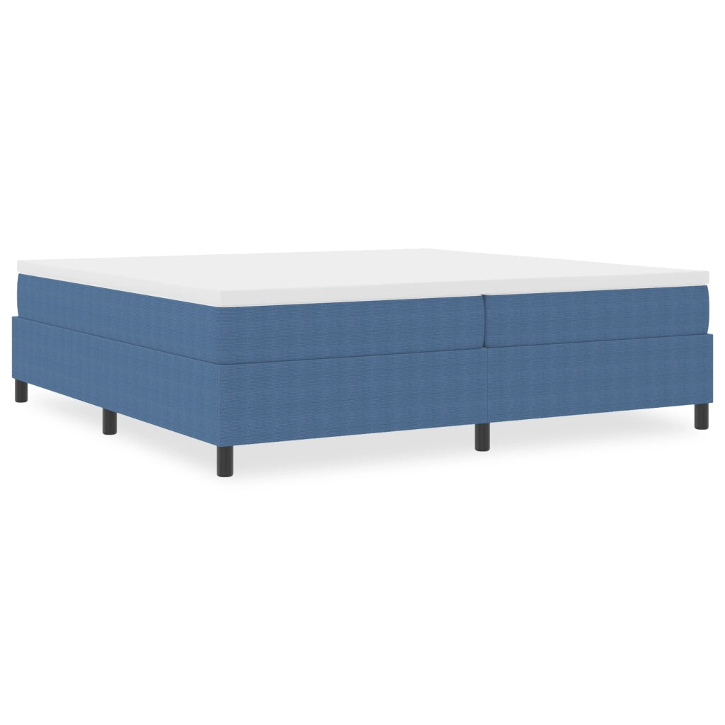 Letto Box Spring Blu 200x200 cm Tessuto a Cordonetto