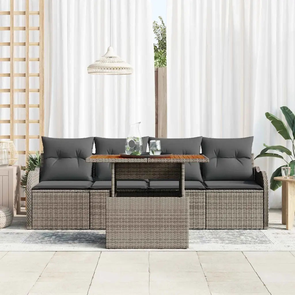 Set Divano da Giardino 5 pcs Grigio polyrattan