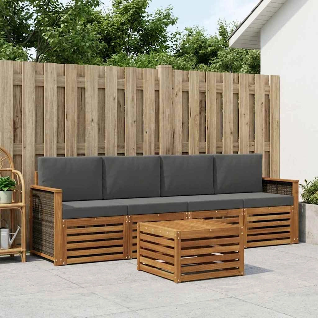 Set di divani da esterno 5 pz Naturale e Antracite 3383988