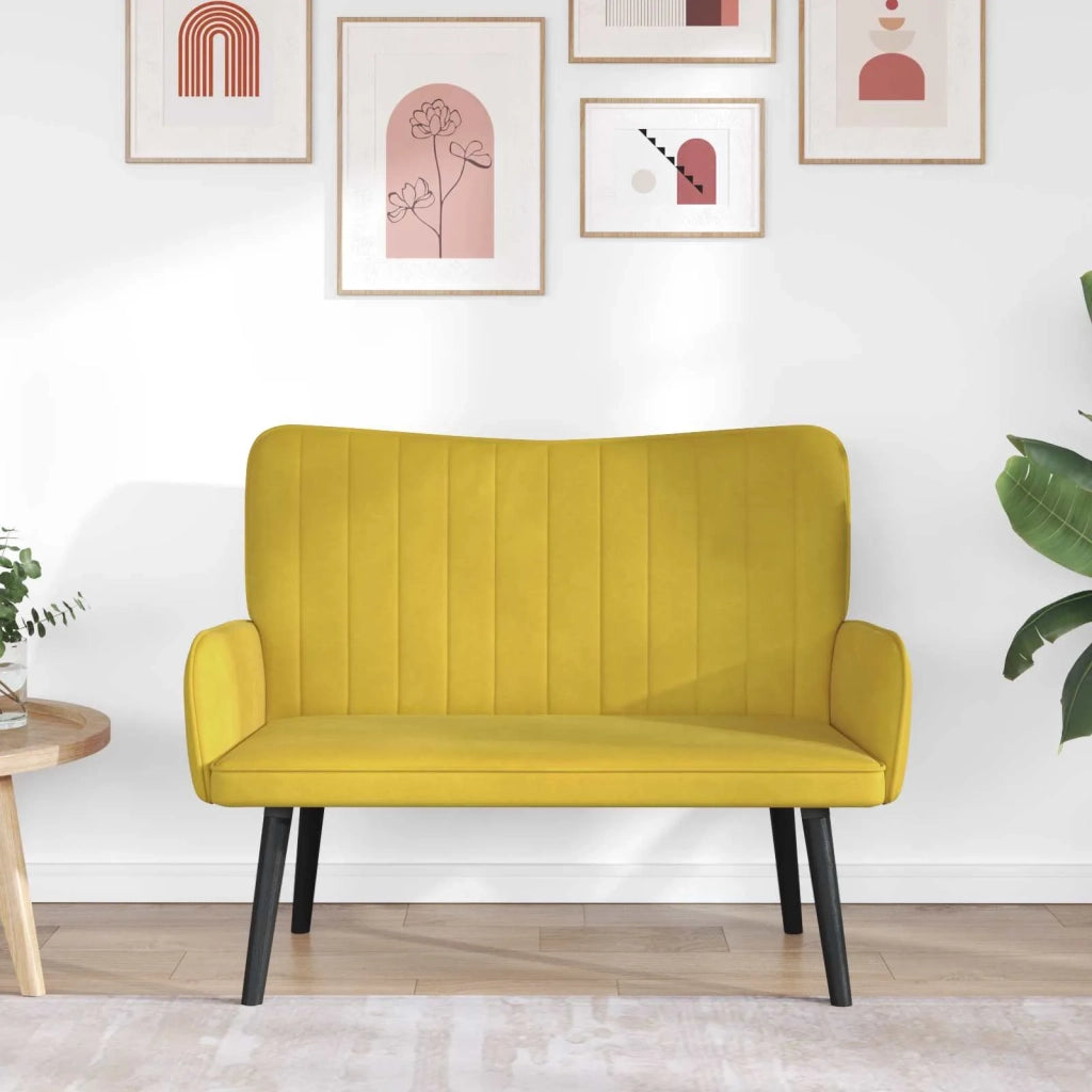 Sofa a Due Posti Giallo 115 x 61 x 87 cm Velluto 42028956