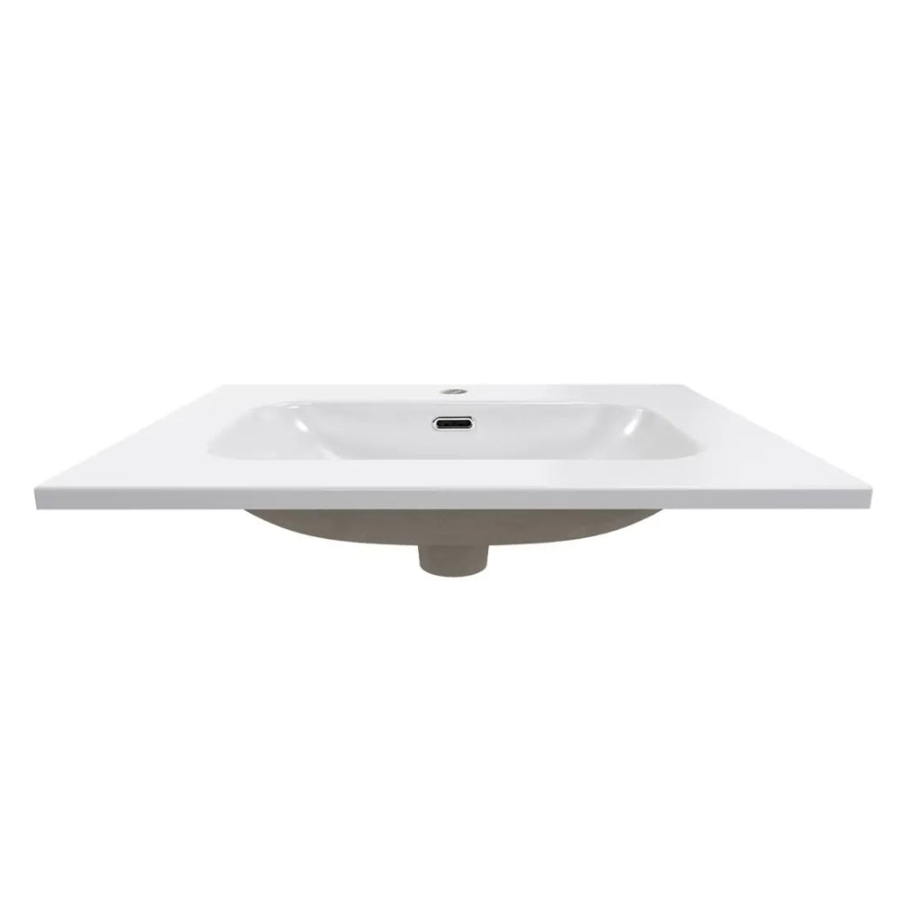 Lavabo da incasso LARGO 60 cm in ceramica bianca lucida