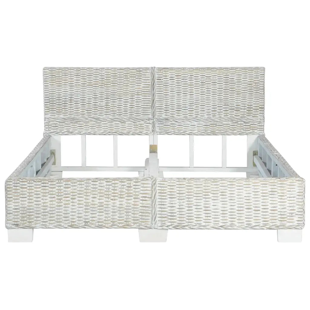 Letto matrimoniale | Letto per adulti | Giroletto senza Materasso Grigio Vero Rattan 140x200 cm