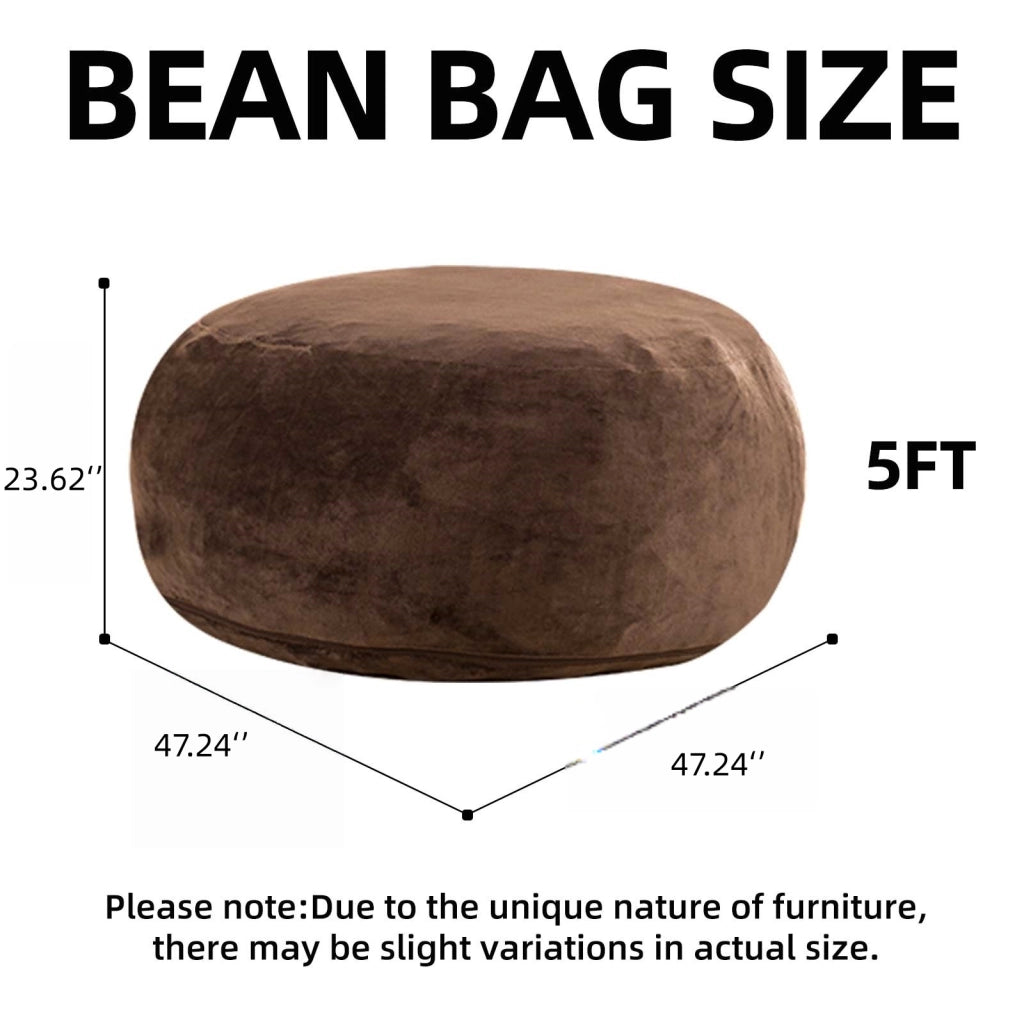 Pouf letto pieghevole in spugna coffee con fodera lavabile e forma adattabile 50 × 46 × 28 cm