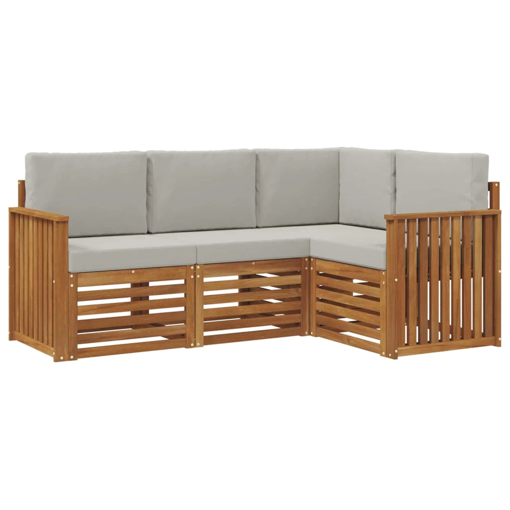 Set divani con cuscino 4 pcs Grigio Naturale e Chiaro