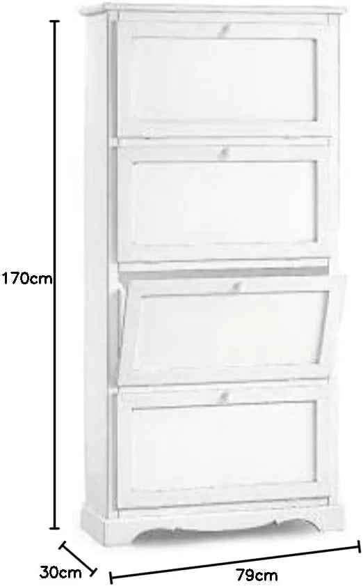 scarpiera 4 ante ribalta arte povera legno bianco 79x30x170 (1281) - Mobili 2G