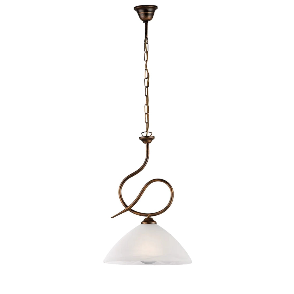 Lampadario Rustico Miranda 1 Luce Marrone e Bianco LuceArt Classic