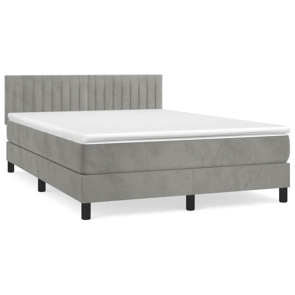 Giroletto a Molle con Materasso Grigio Chiaro 140x190cm Vellutocod mxl 123571