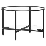 Tavolino da salotto | Tavolino da caff¨¨ | Tavolino da Soggiorno Nero e Trasparente 70 cm in Vetro Temperato