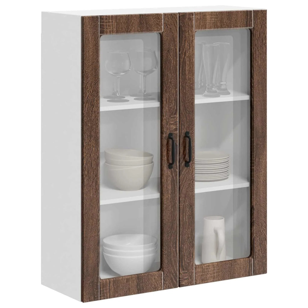 Pensile da cucina | Mobile in vetro da parete LUCCA Rovere Marrone 80 x 31 x 100 cm
