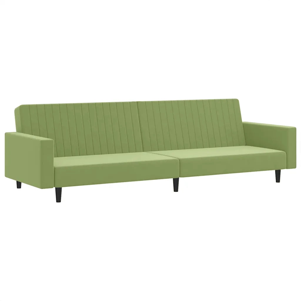 Divano Letto a 2 Posti Verde Chiaro in Velluto 375940