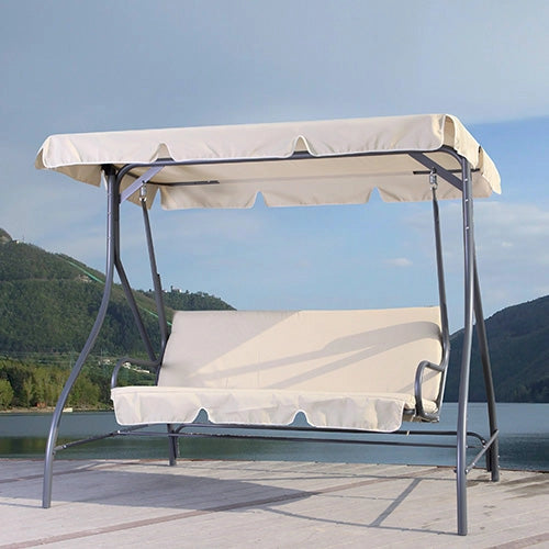 Dondolo Altalena Sofa 3 Posti Struttura in Acciaio 185X120X160Cm per Giardino Arredo Esterno