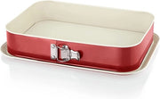 Forma quadrata per dolci 35x24 cm rosso-crema con protezione contro le fughe e rivestimento antiaderente Forma per dolci con anello di sostegno