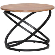 Tavolino da caff¨¨ rotondo stile industriale ¨C zephmum ¨C metallo nero piano legno ?60x46 cm