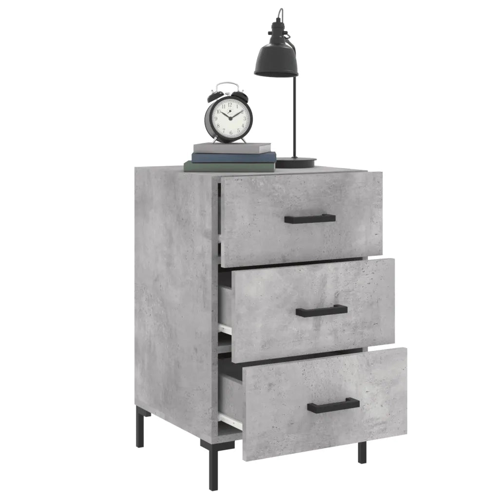Comodino Grigio Cemento 40x40x66 cm in Legno Multistrato 827664